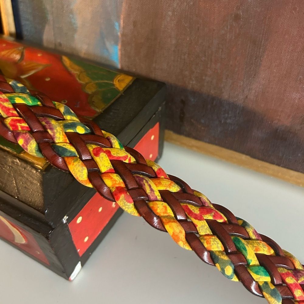 Escada Colorful Braided Belt with Gold Buckle Made in Italy 42 - Picture 7 of 15